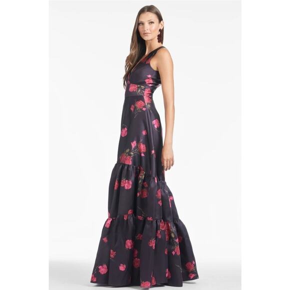 NEW $1000 Sachin & Babi Black Sleeveless Mikado Rori Malbec Tea Gown Dress Sz 6 - Picture 4 of 16